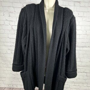 VTG J.m Joss Black Shoulder Pad Open Front Mohair Wool Blend Sweater Cardigan M
